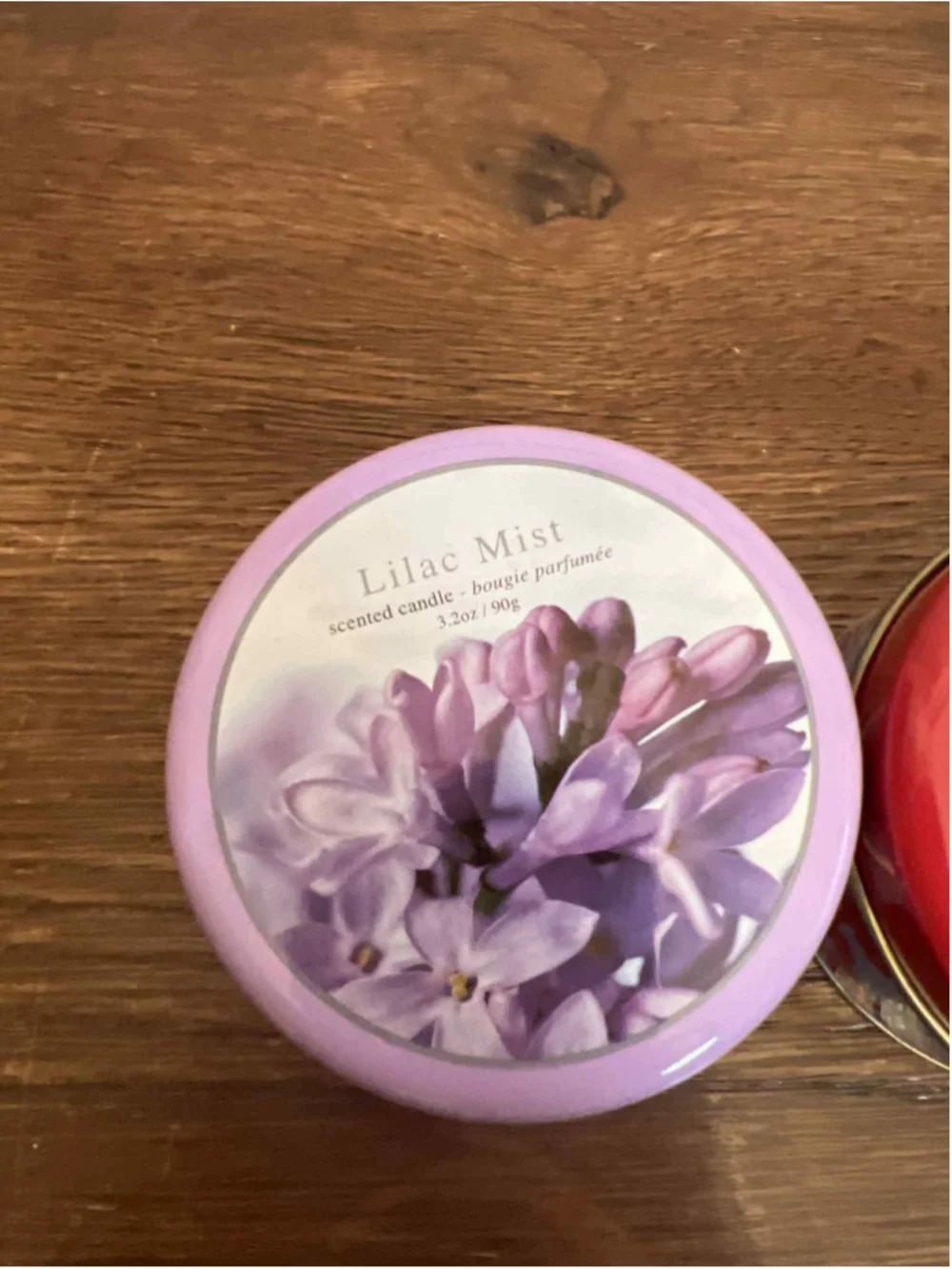 Set of 2 Scented Candles in Decorative Tins Lilac Mist & Vanilla 3.2 oz New